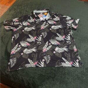 Puma NWT XXL Men's Golf Polo Cloudspun Tropical ferns Green Shirt UPF 40 $85.